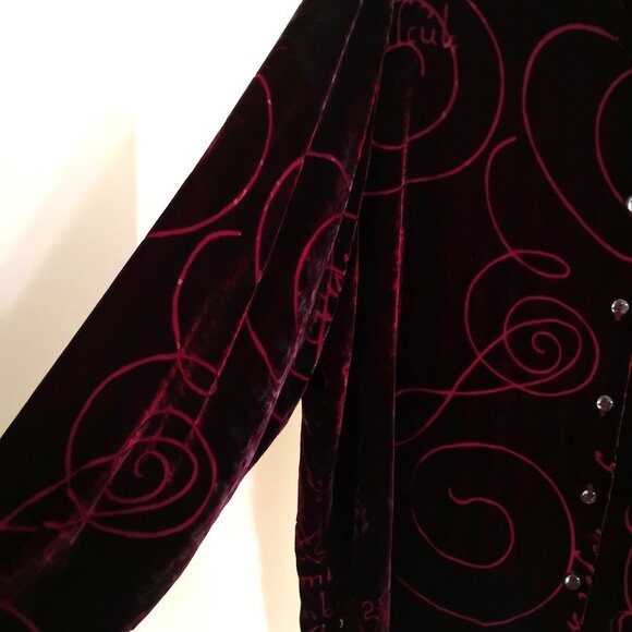 Working Classics Designs Silk Blend Velvet Burnout Button Down Blouse/Top 18/20 - Picture 3 of 4